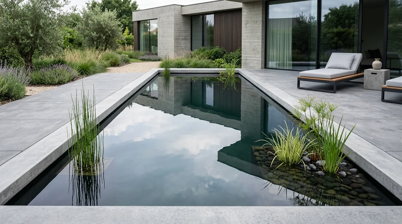 Backyard Pond Seating Area